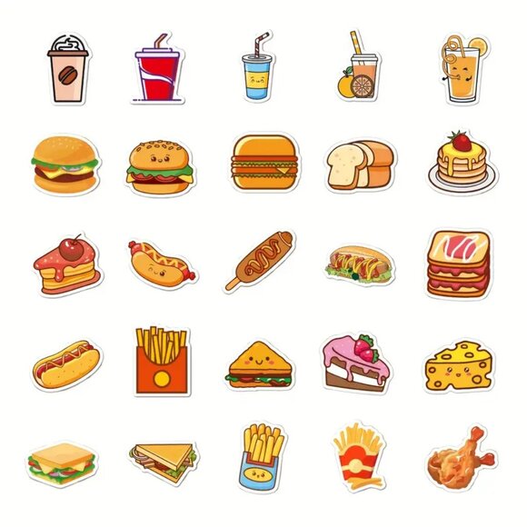 Cartoon Food Stickers (25‎ Pc) SO FUN & SUPER CUTE!! - Picture 4 of 5